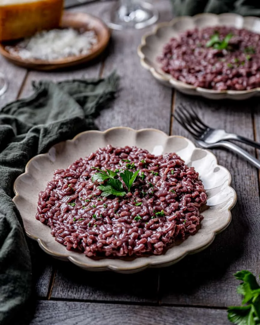 Risotto all'Amarone - red wine risotto with Amarone della Valpolicella (Verona, Italy)